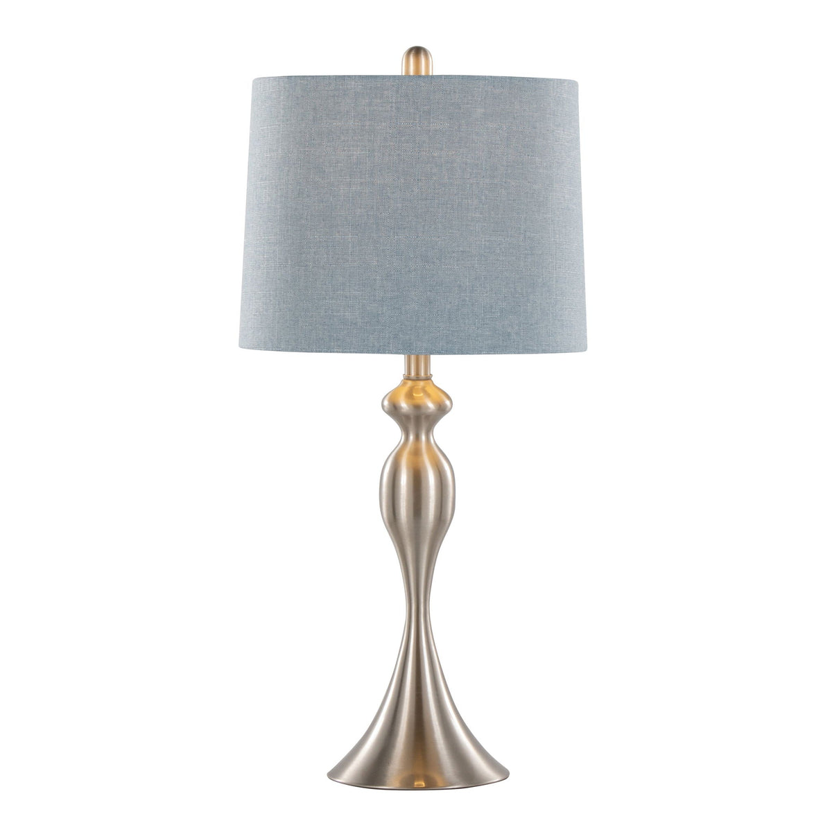 Ashland contemporary table lamp set (2) with blue-gray linen shade and brushed metal base on Tampa Home & Garden Store