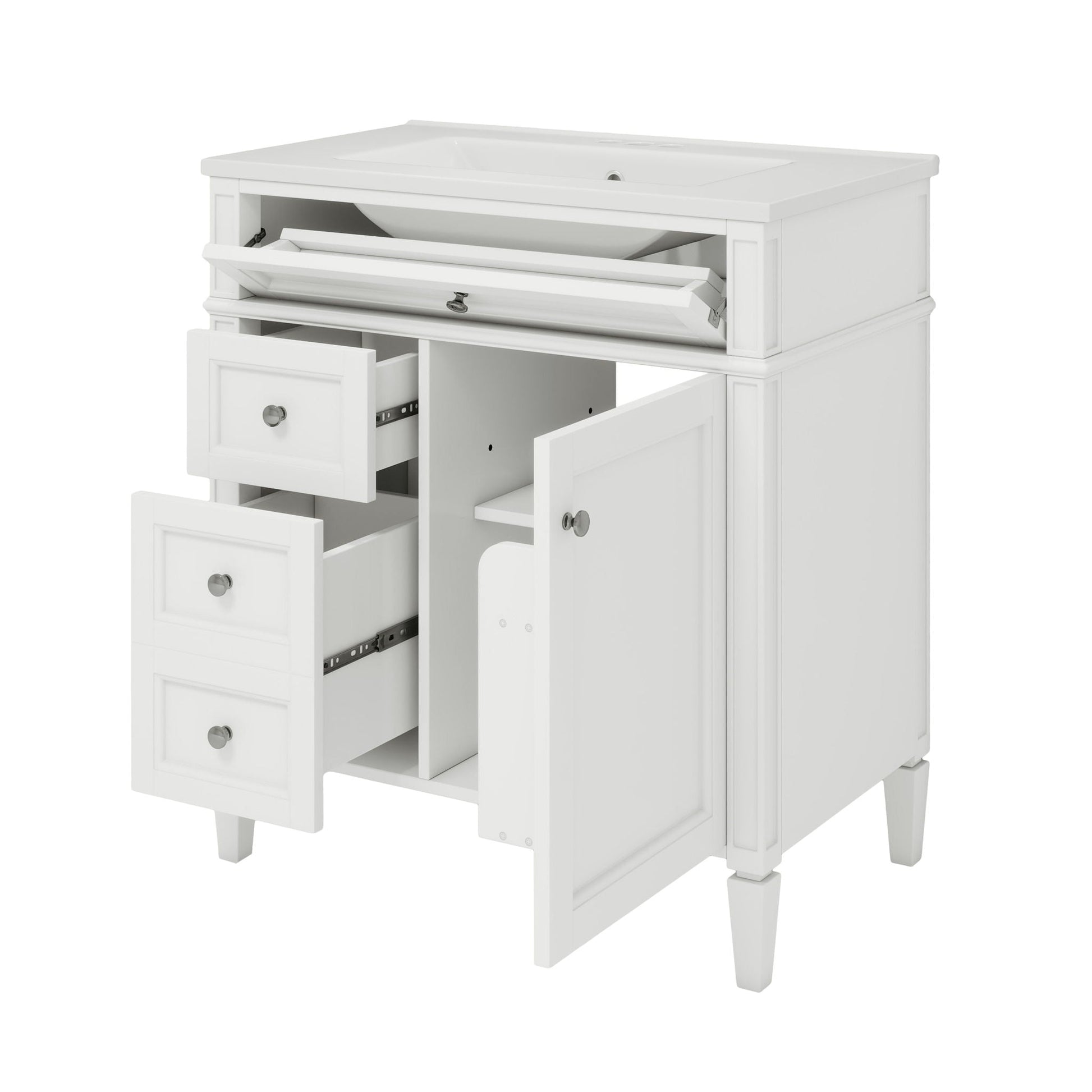 Bathroom vanity with medicine cabinet white by HouseOfZazla with 2 soft-close doors and 4 drawers on Tampa Home & Garden Store