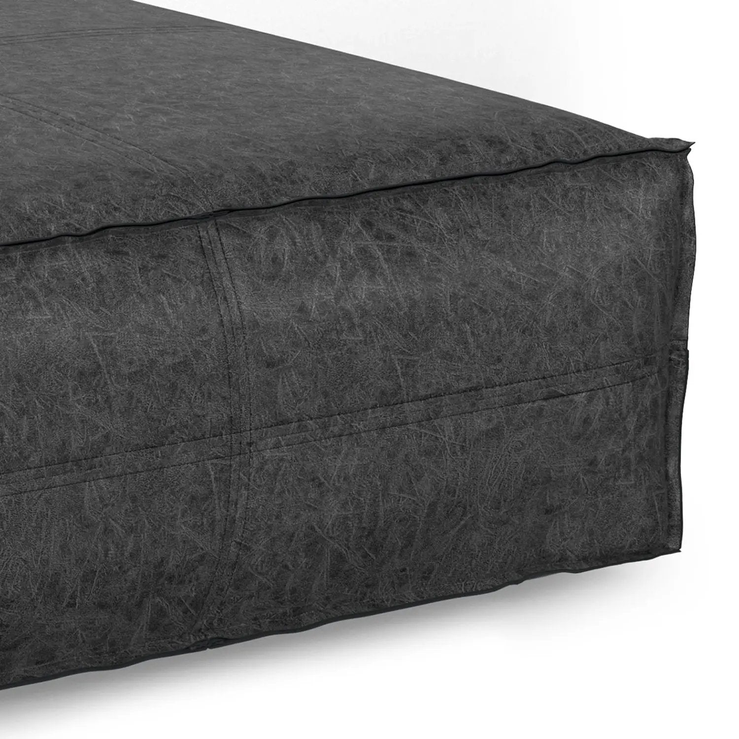 Brody square coffee table pouf charcoal fabric with piping edge Unique Piece Furniture on Tampa Home & Garden Store