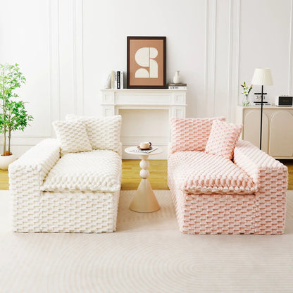 Multifunctional Sofa by Unique Piece Furniture with white and pink chunky-knit upholstery on Tampa Home & Garden Store