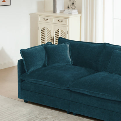 Chenille teal 2 & 3 seater sofa set with plush cushions on Tampa Home & Garden Store