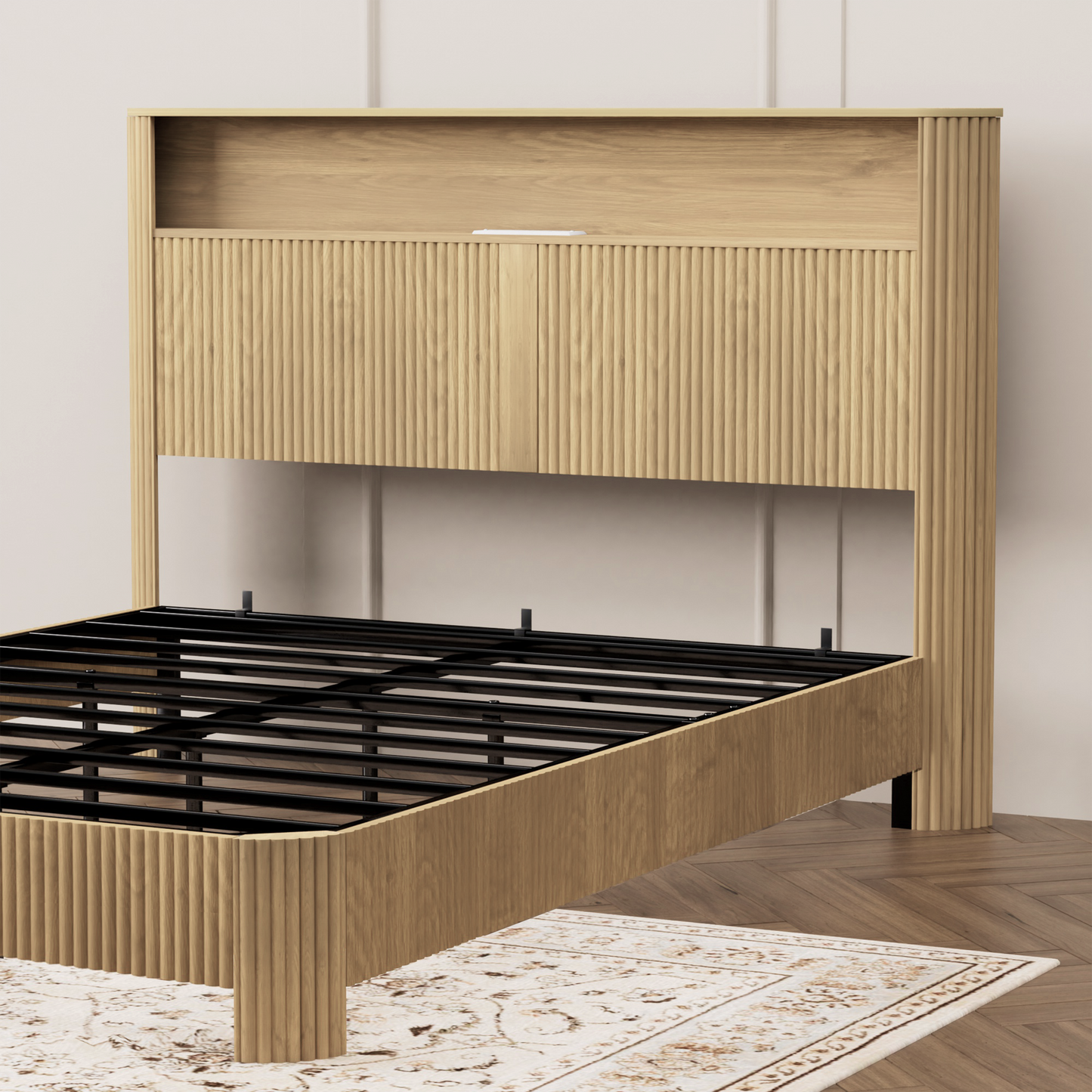 Queen Modern Bed Frame and Charging Station