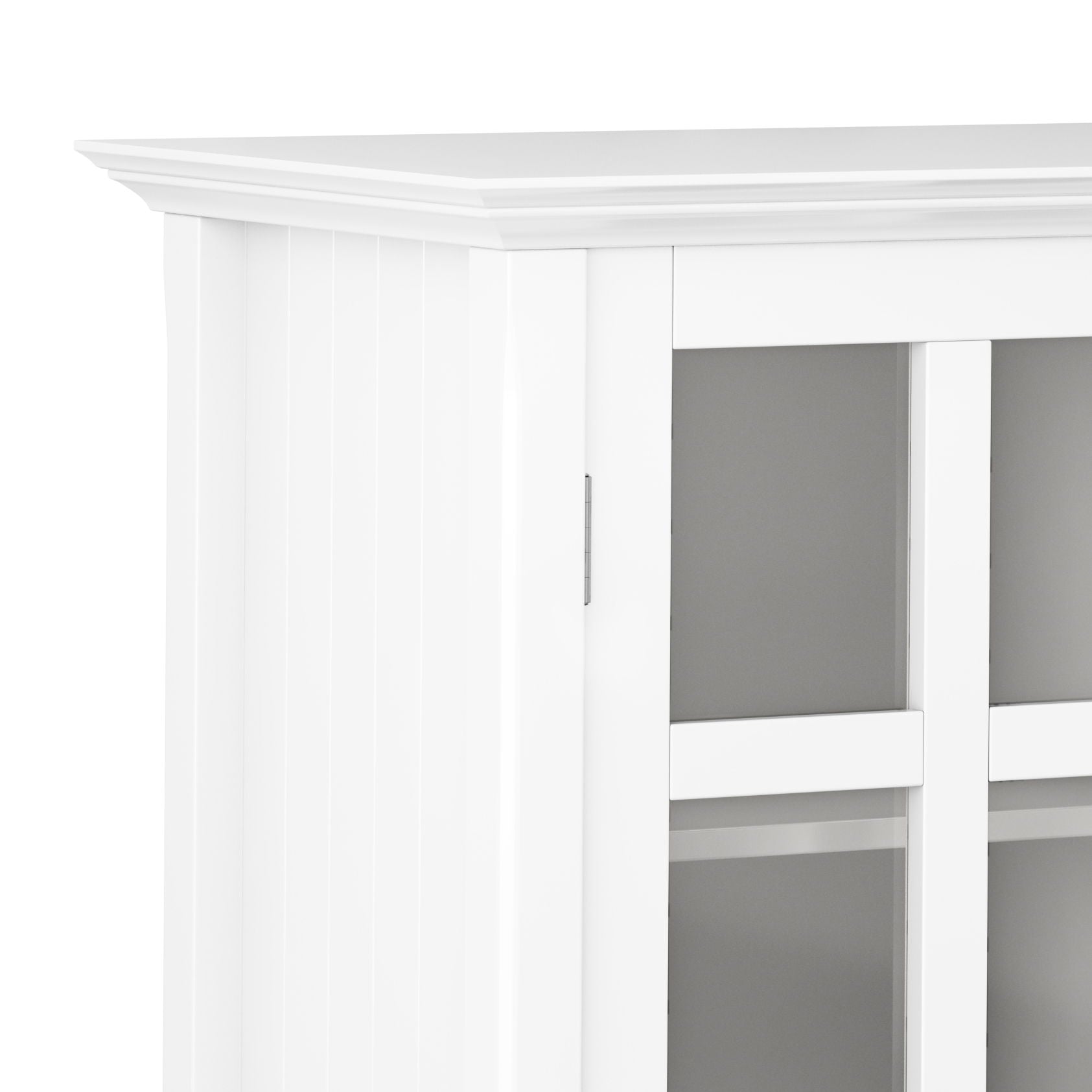 Acadian medium storage cabinet by HouseOfZazla, white beadboard with glass doors on Tampa Home & Garden Store
