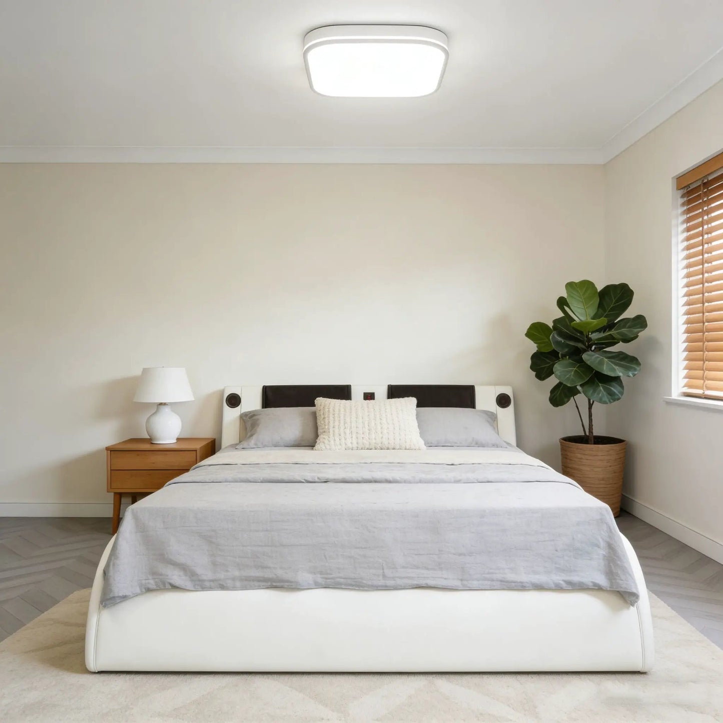 Platform Bed Frame With LED Lighting and Massage