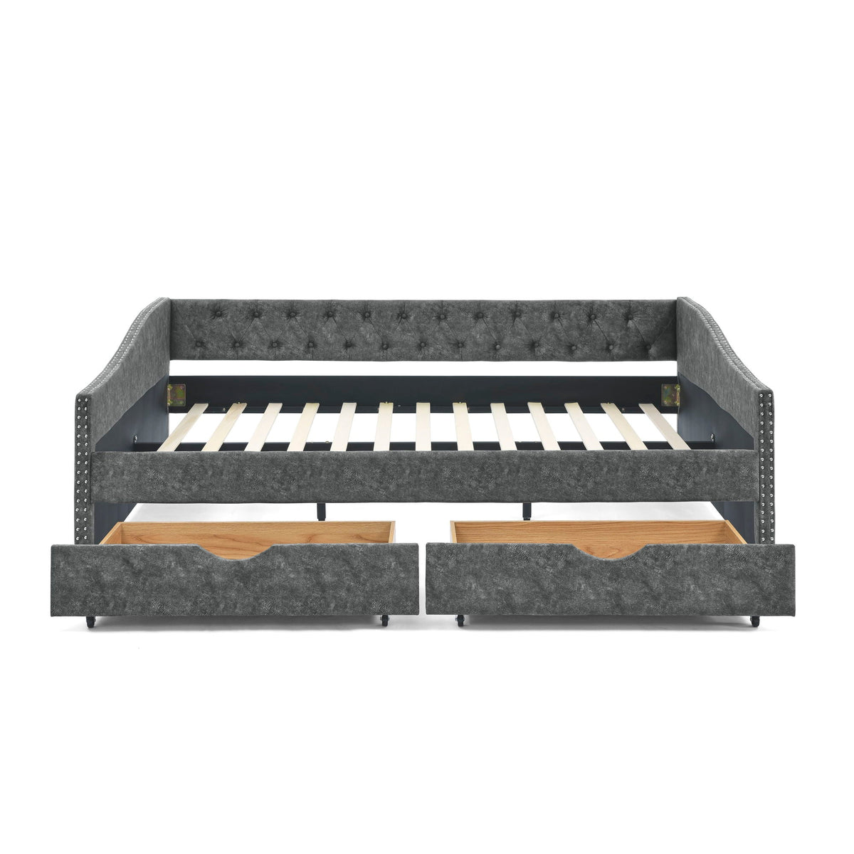 Upholstered Tufted Daybed with Storage Drawers