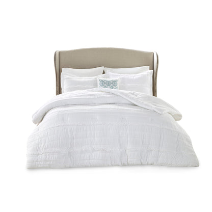 5pc Microfiber Ruffled Comforter Set White Queen HouseOfZazla on Tampa Home & Garden Store