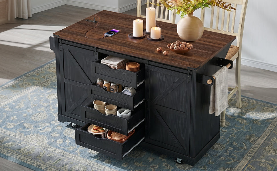 Kk 72 Inch Farmhouse Kitchen Island and a Storage