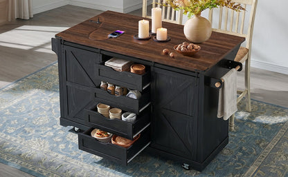 Kk 72 Inch Farmhouse Kitchen Island and a Storage