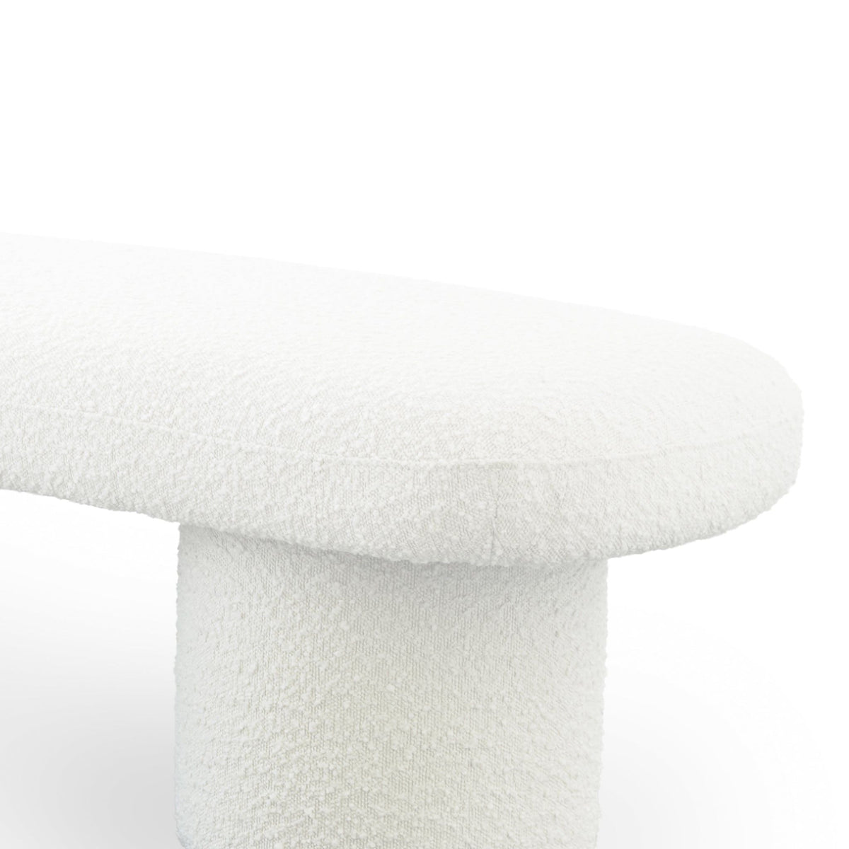 Ivory upholstered bench boucle fabric close-up texture on Tampa Home & Garden Store