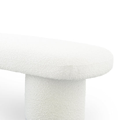 Ivory upholstered bench boucle fabric close-up texture on Tampa Home & Garden Store