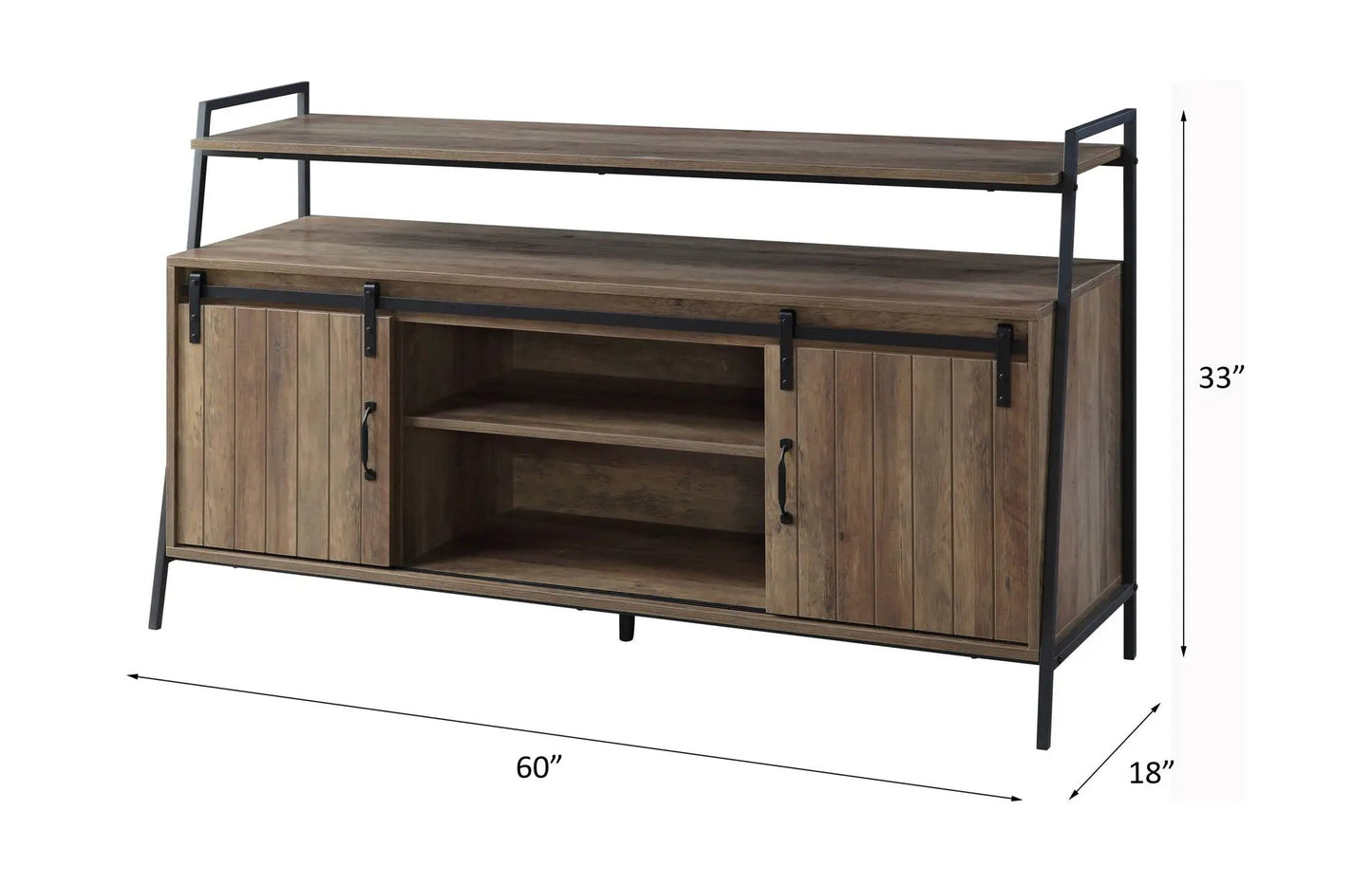 Rashawn Rustic TV Stand Oak Console Media Center