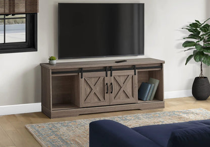 Farmhouse TV Stand Sliding Barn Doors Storage