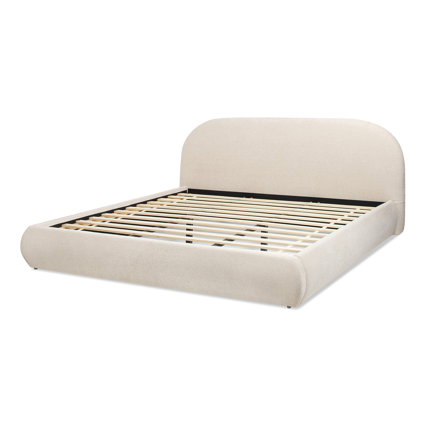 HouseOfZazla Archie Puffy Platform Bed in oatmeal light with headboard and slat platform on Tampa Home & Garden Store