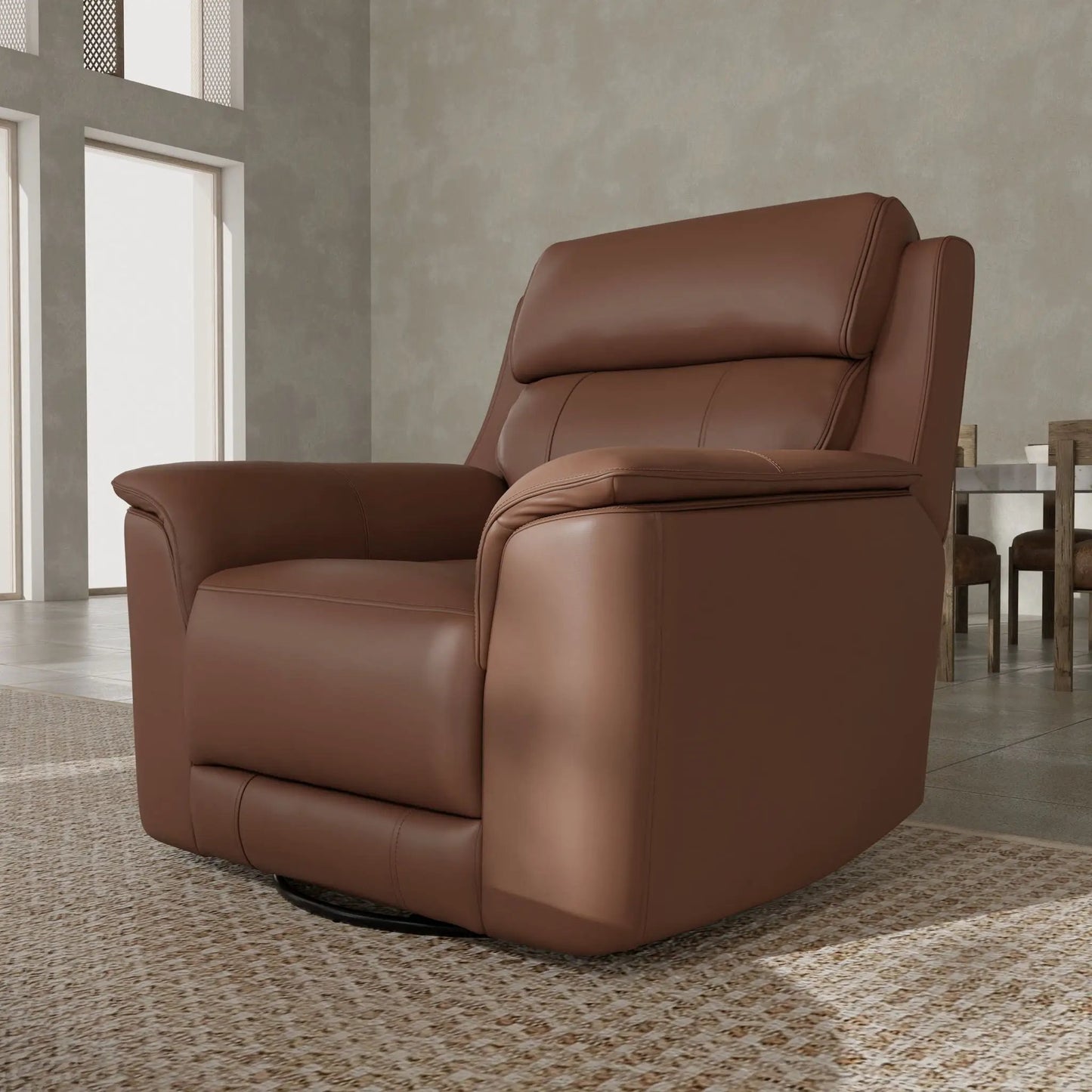 Oslo - Manual Swivel Glider Recliner, brown leather upholstery, Unique Piece Furniture on Tampa Home & Garden Store