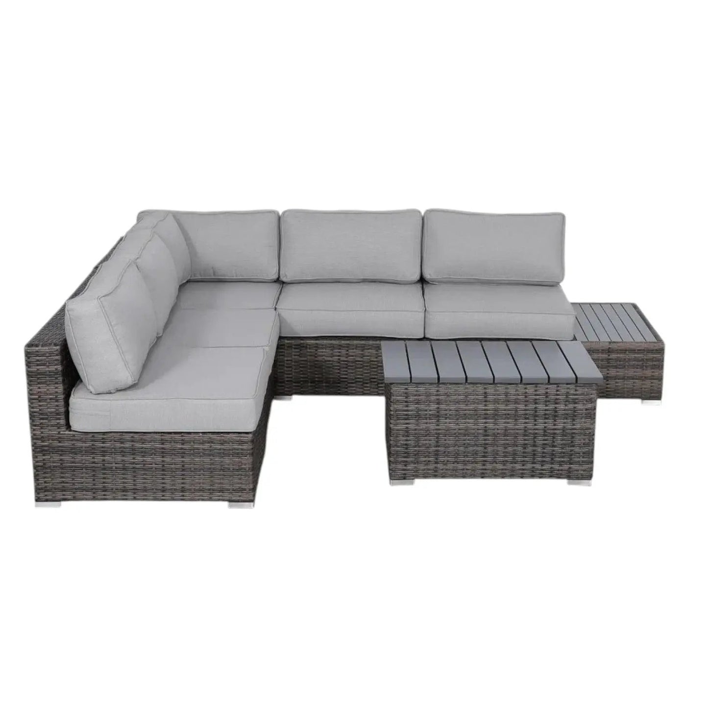 3 Piece Outdoor Sectional Set gray cushions dark wicker by Unique Piece Furniture on Tampa Home & Garden Store