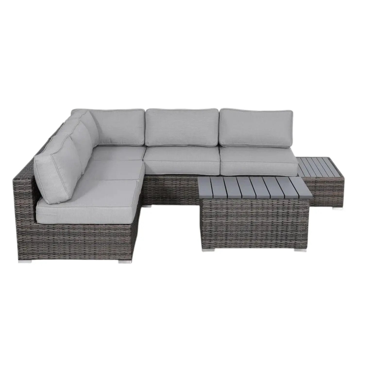 3 Piece Outdoor Sectional Set gray cushions dark wicker by Unique Piece Furniture on Tampa Home & Garden Store