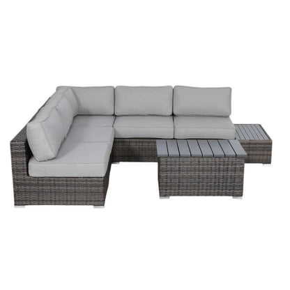 3 Piece Outdoor Sectional Set gray cushions dark wicker by Unique Piece Furniture on Tampa Home & Garden Store