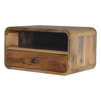 Curved Upper Slot Floating Nightstand with Drawer