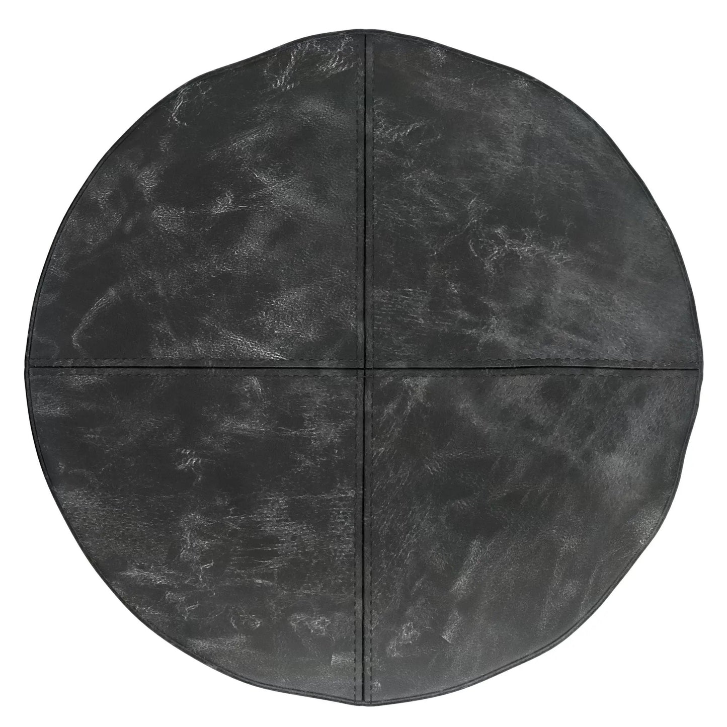 Connor - Handcrafted Round Pouf, dark textured faux leather, accent furniture on Tampa Home & Garden Store
