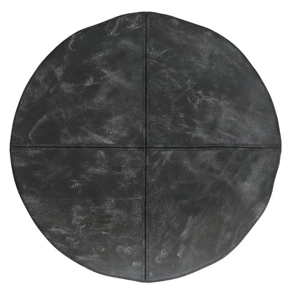 Connor - Handcrafted Round Pouf, dark textured faux leather, accent furniture on Tampa Home & Garden Store