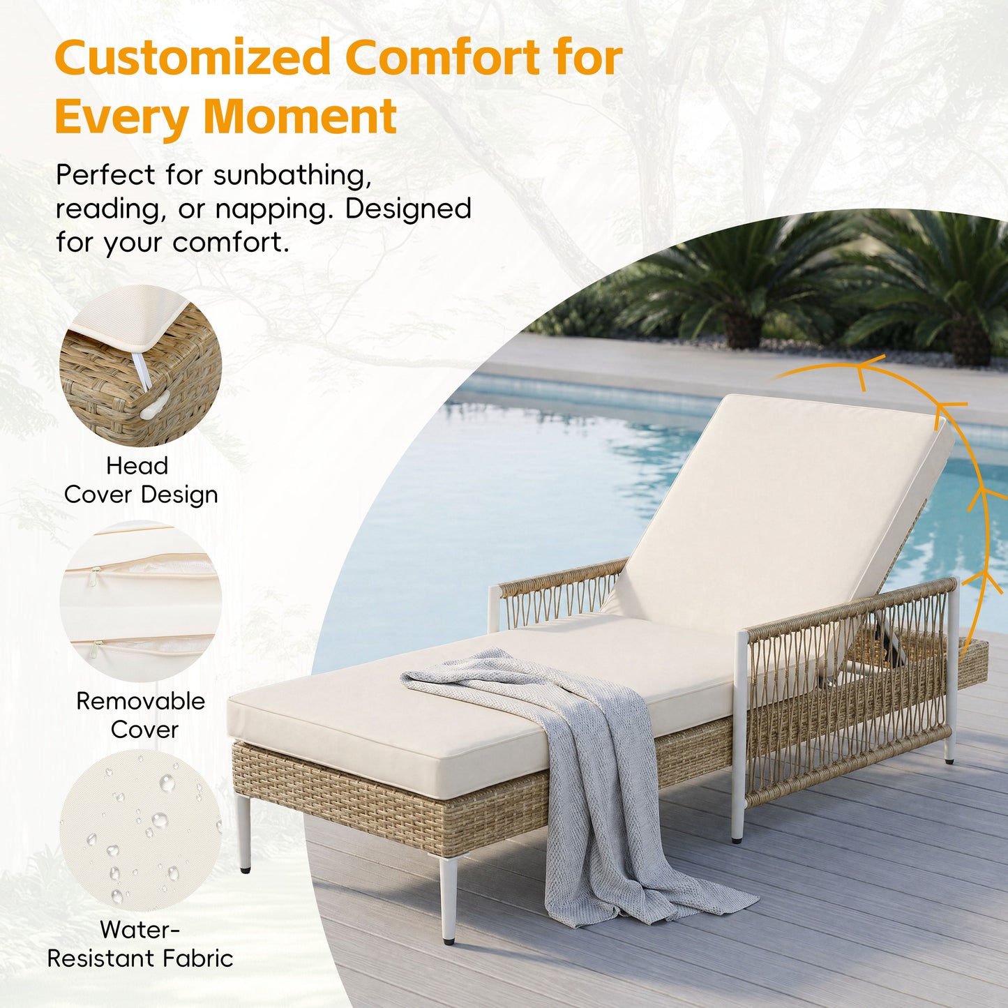 Topmax Outdoor Rattan Chaise Lounge Set of Two