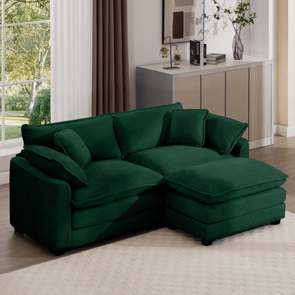 HouseOfZazla modular cushion sofa with ottoman dark green fabric, deep seating, low back on Tampa Home & Garden Store