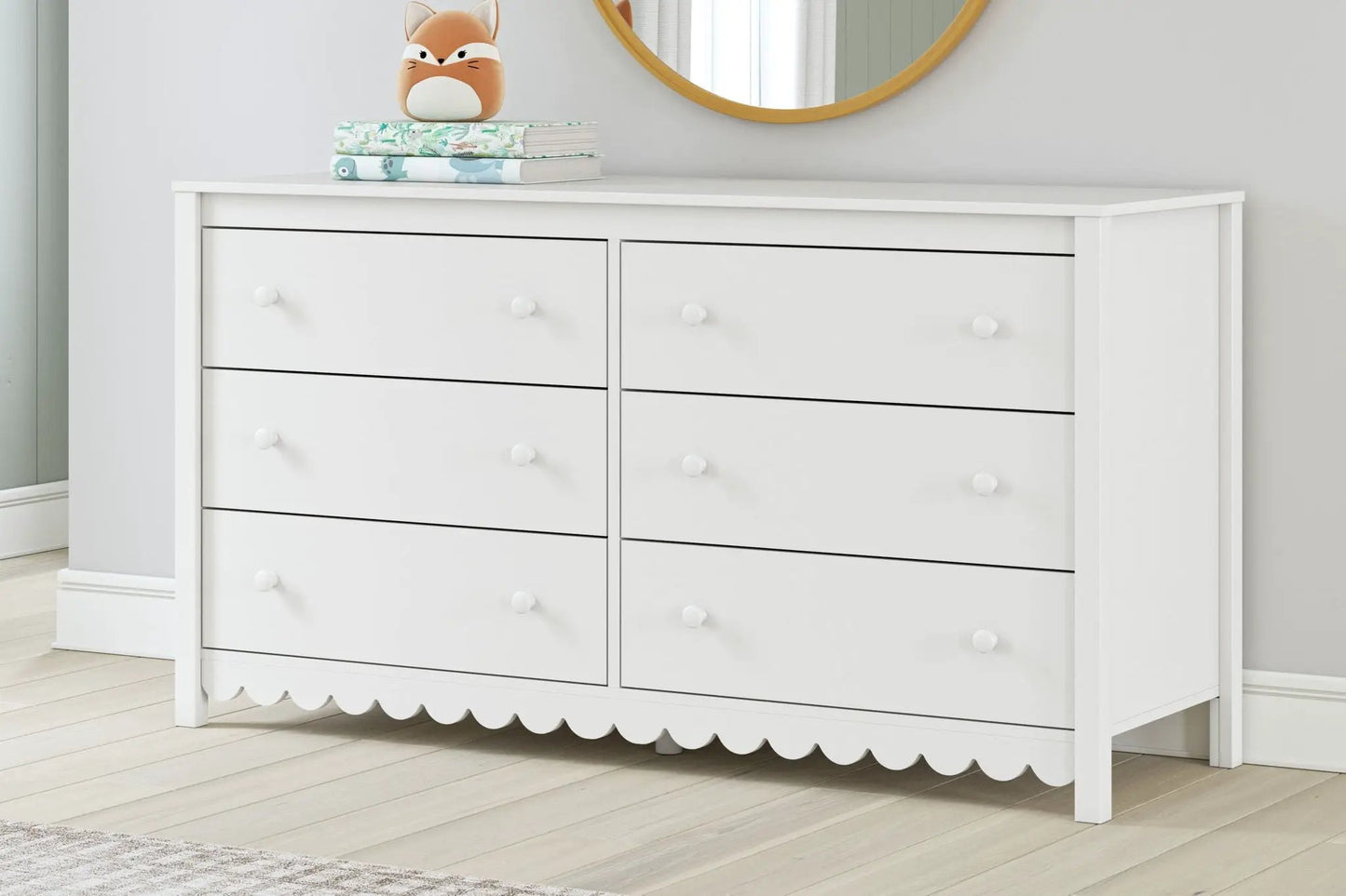 Hallityn Six Drawer Dresser White With Storage