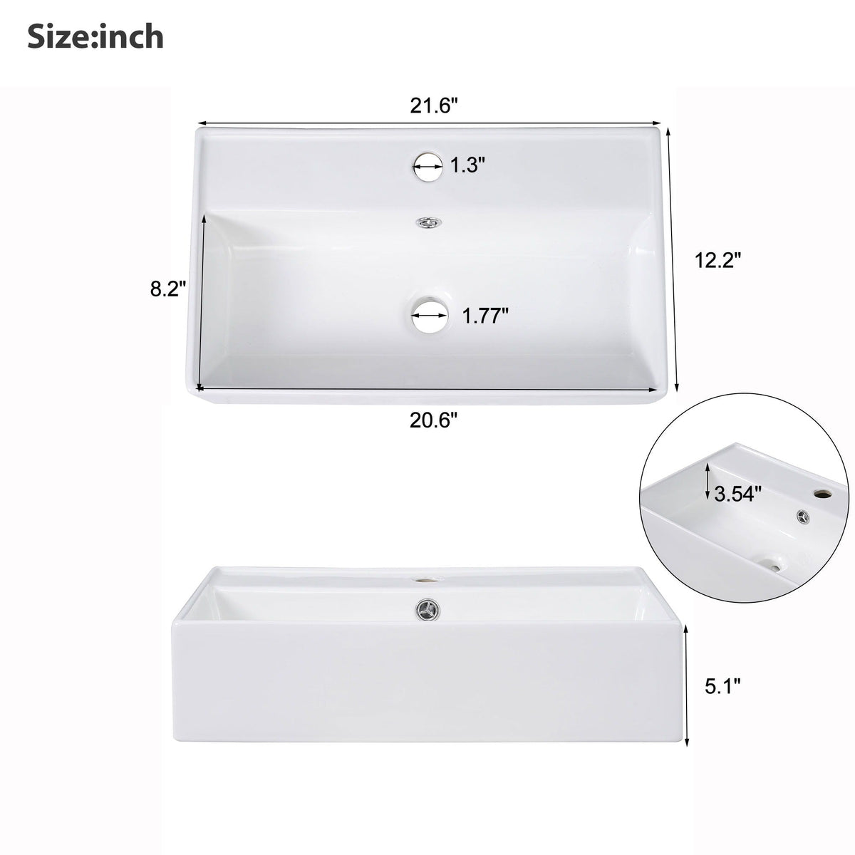 Bathroom vanity with single ceramic sink and side storage, white finish, HouseOfZazla on Tampa Home & Garden Store