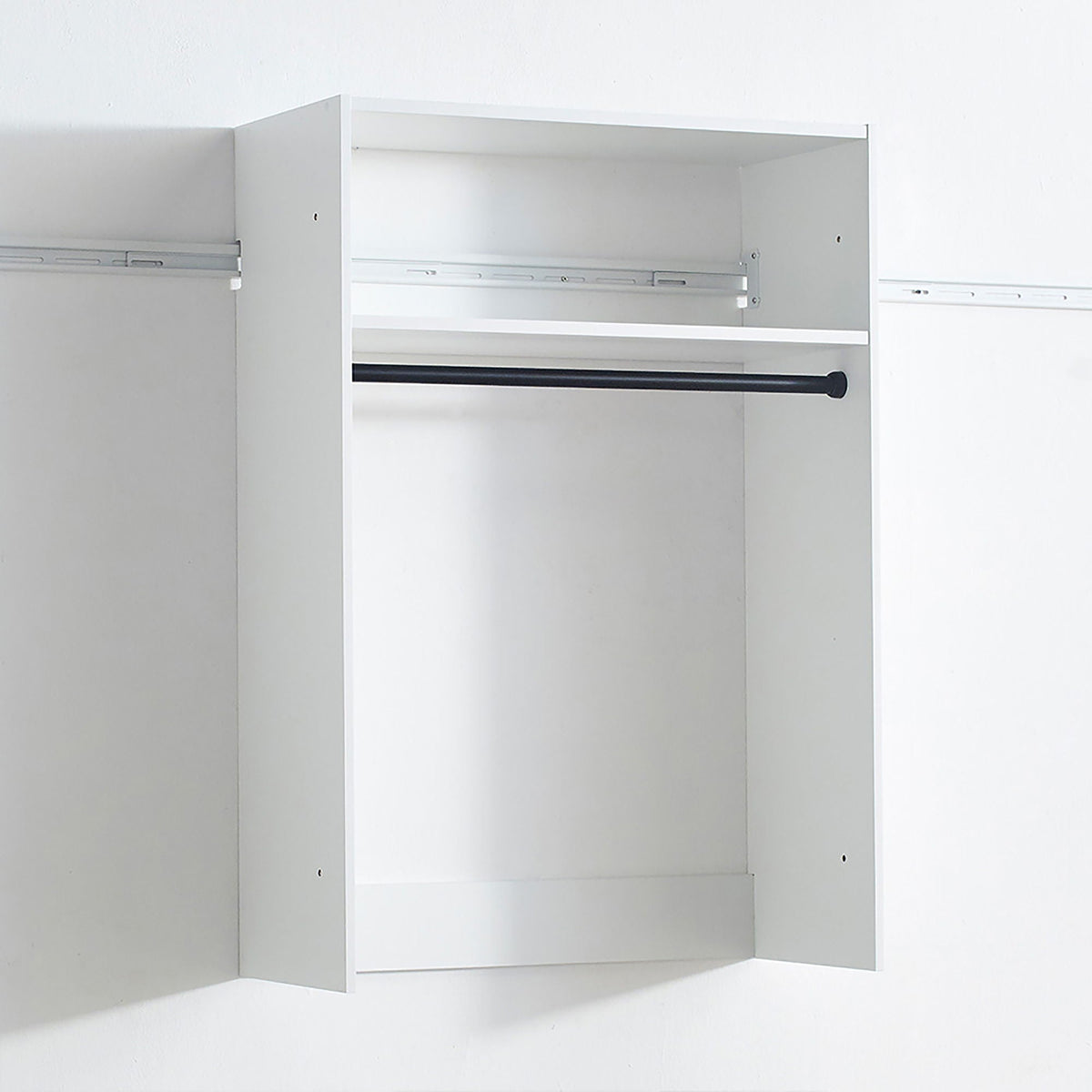 White wood wardrobe wall unit with shelf and hanging rod HouseOfZazla triple wardrobe on Tampa Home & Garden Store