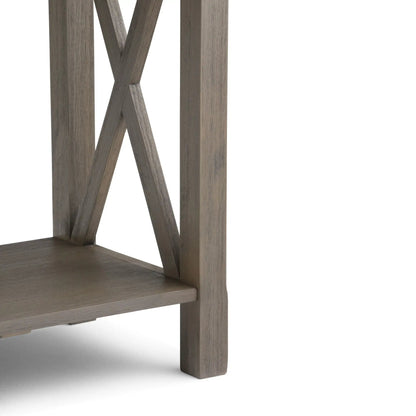 Kitchener console table legs with crisscross supports in gray wood finish on Tampa Home & Garden Store
