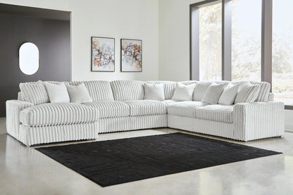 Stupendous sectional by Unique Piece Furniture in white ribbed fabric, L-shaped stationary sofa on Tampa Home & Garden Store