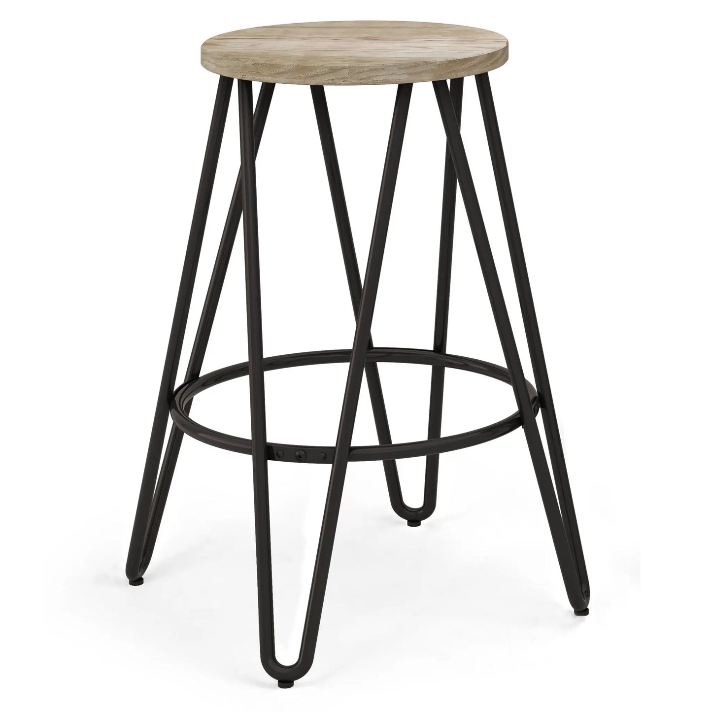 Simeon Multifunctional Metal Stool with Wood Seat