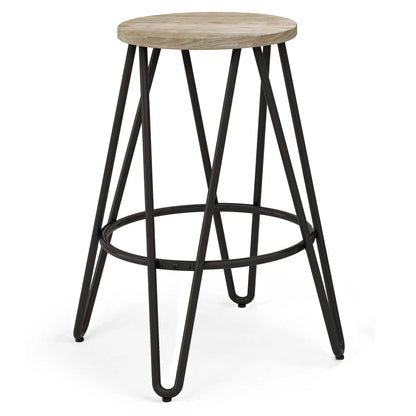 Simeon Multifunctional Metal Stool with Wood Seat