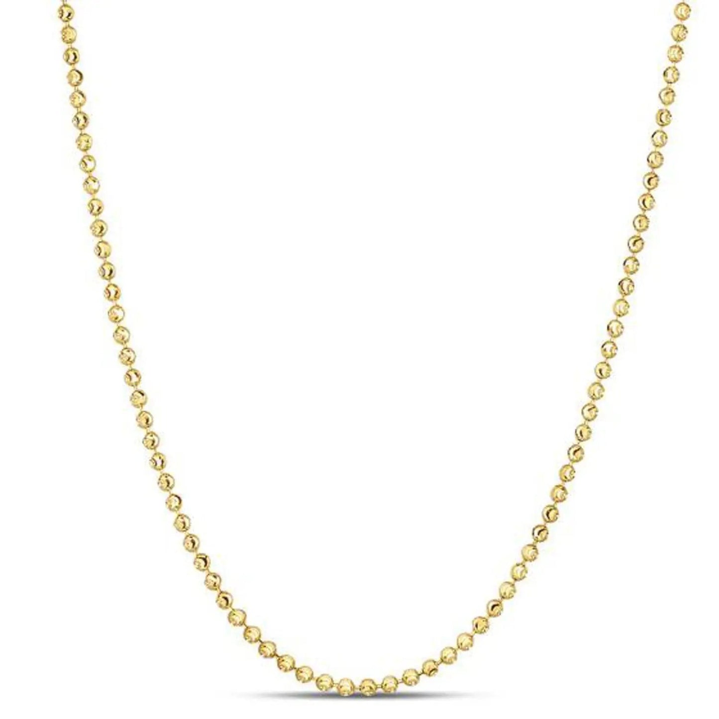 Moon Cut Bead Chain necklace, 14k yellow gold, 2.0 mm beads, by Bids.com on Tampa Home & Garden Store