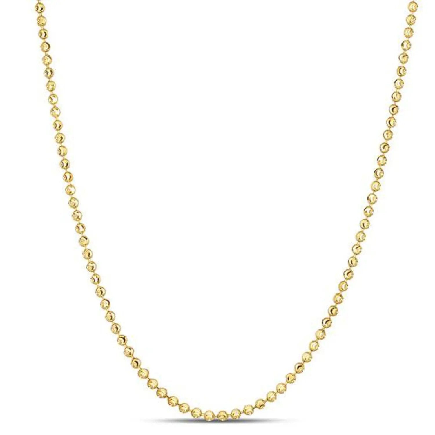 Moon Cut Bead Chain necklace, 14k yellow gold, 2.0 mm beads, by Bids.com on Tampa Home & Garden Store