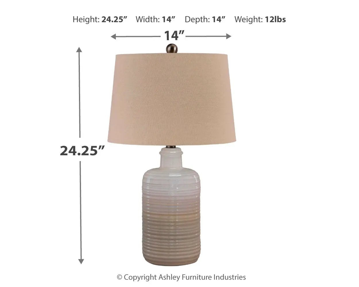 Marnina Ceramic Table Lamp Set of 2 Taupe White