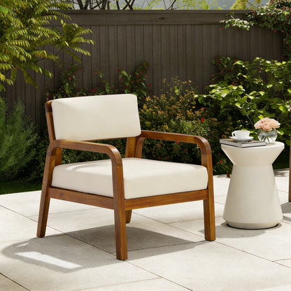 Outdoor Acacia Wood Armchair with a Soft Cushion
