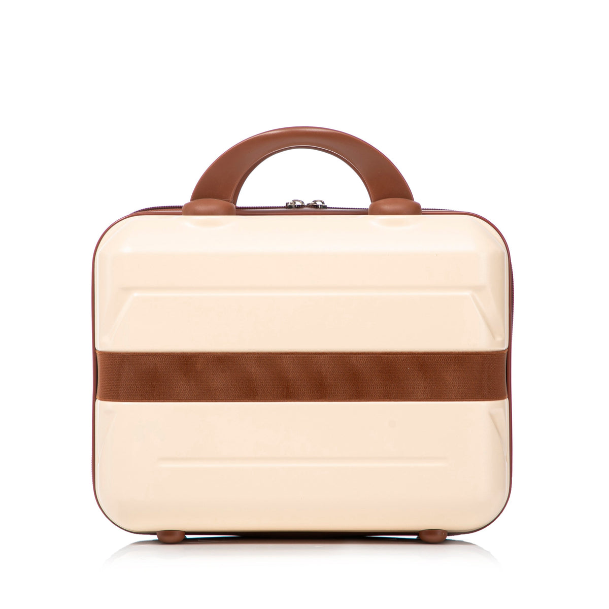 Beige ABS 2-piece luggage set with brown top handle and zipper trim on Tampa Home & Garden Store
