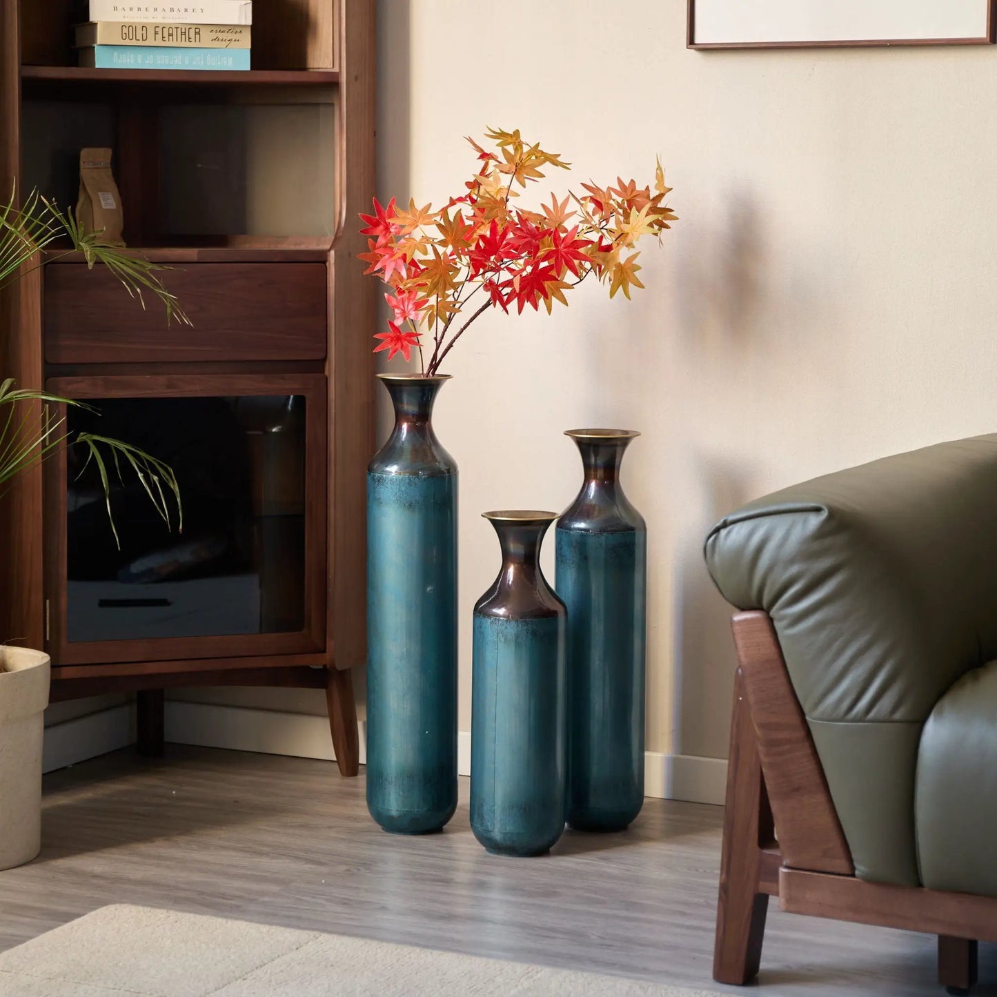 Modern Droplet Floor Vase Set In Three Pieces