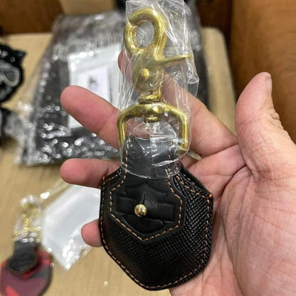 Magnetic Key Leather Case keychain with gold hook and black stitched leather sheath BikerZoneZ on Tampa Home & Garden Store