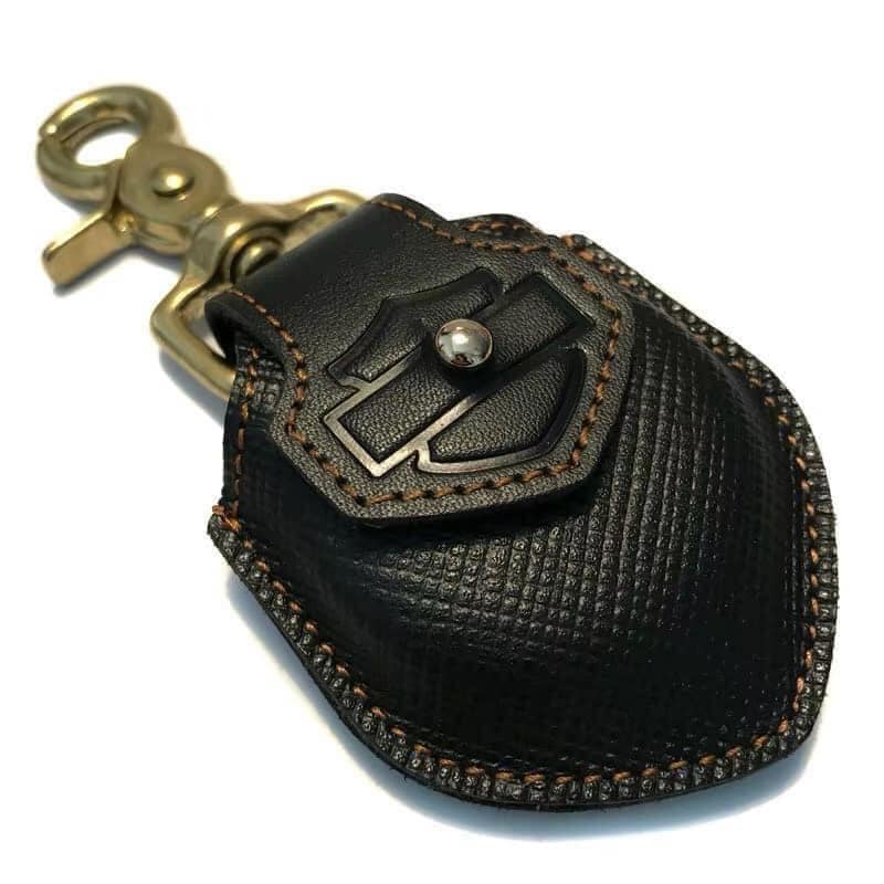 Magnetic Key Leather Case black textured leather with brown stitching and brass clip on Tampa Home & Garden Store