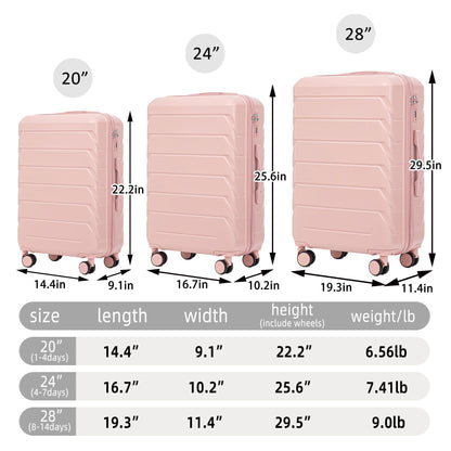 3-Piece Pink Spinner Luggage Set (20/24/28in) with combination locks by HouseOfZazla on Tampa Home & Garden Store