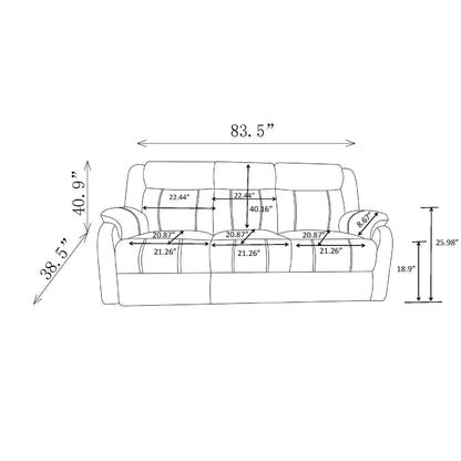 Sonet Domino Reclining Sofa blueprint by Unique Piece Furniture with 83.5 inches wide layout on Tampa Home & Garden Store