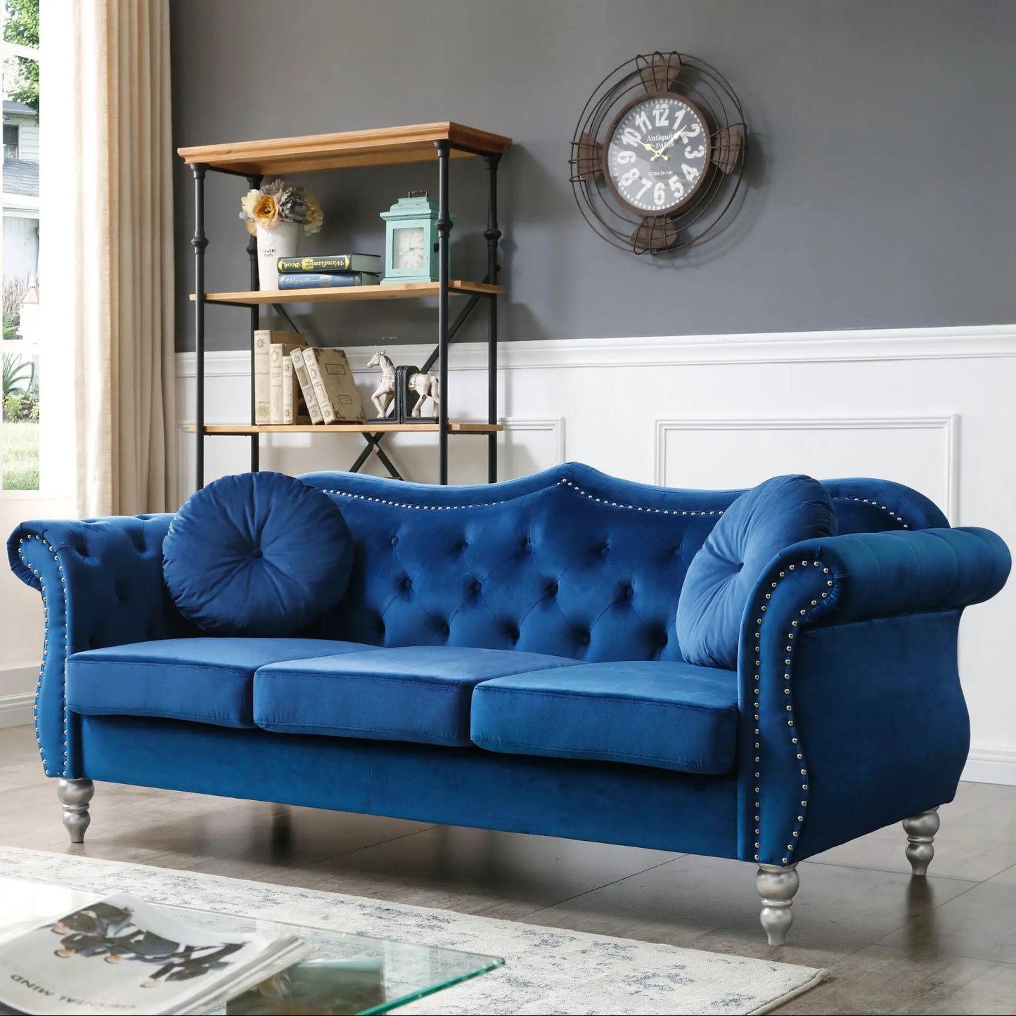 Hollywood Sofa with Glam Tufted Nailhead Trim