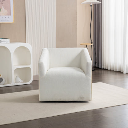 Nice Modern Upholstered Barrel Armchair, white fabric, 360° swivel by HouseOfZazla on Tampa Home & Garden Store