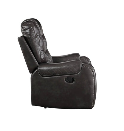 Braylon brown leather recliner loveseat with diamond-stitched side panel on Tampa Home & Garden Store