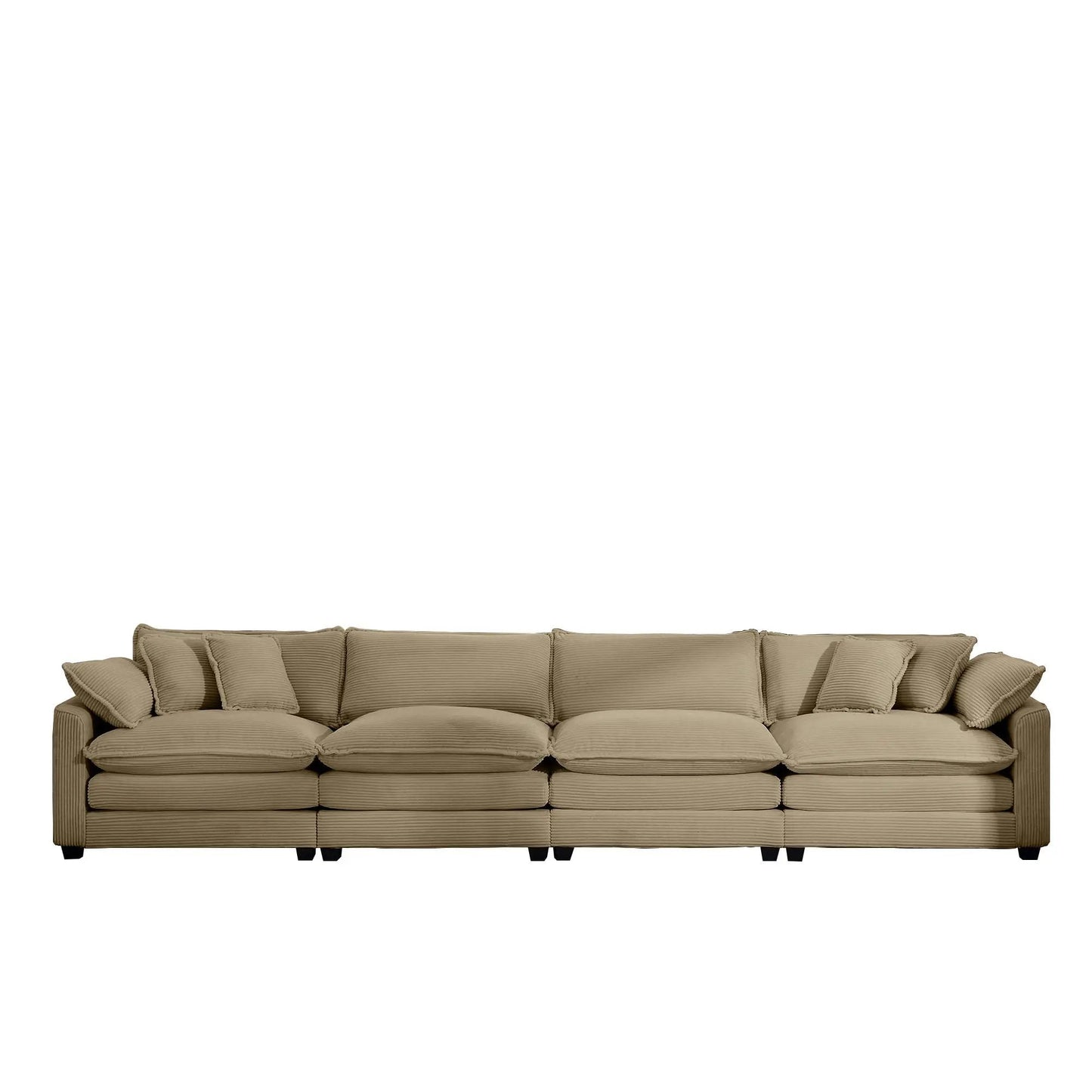 Modern Upholstered 4 Seater Sofa With Pillows