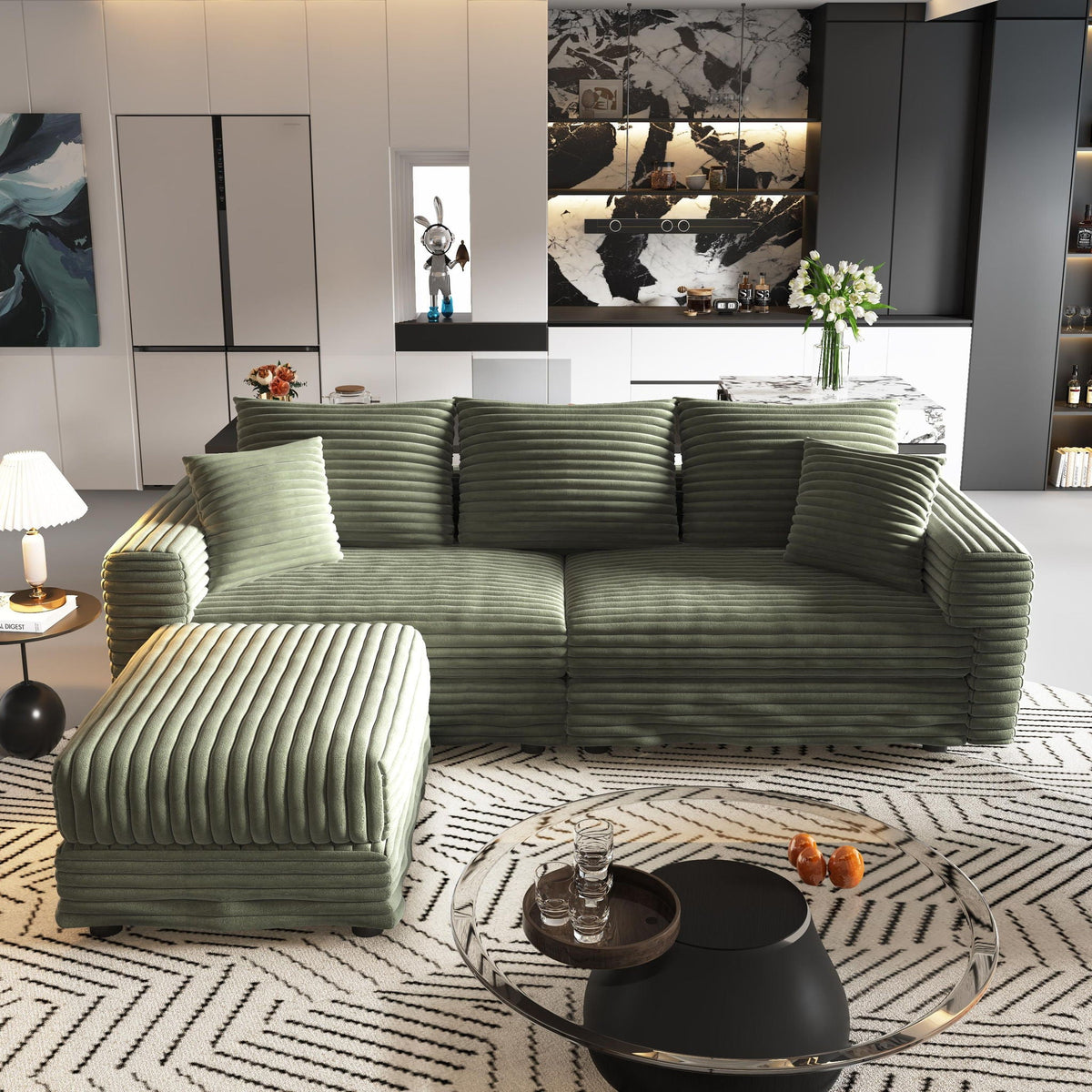 Convertible Sofa With Deep Seat and Pillows