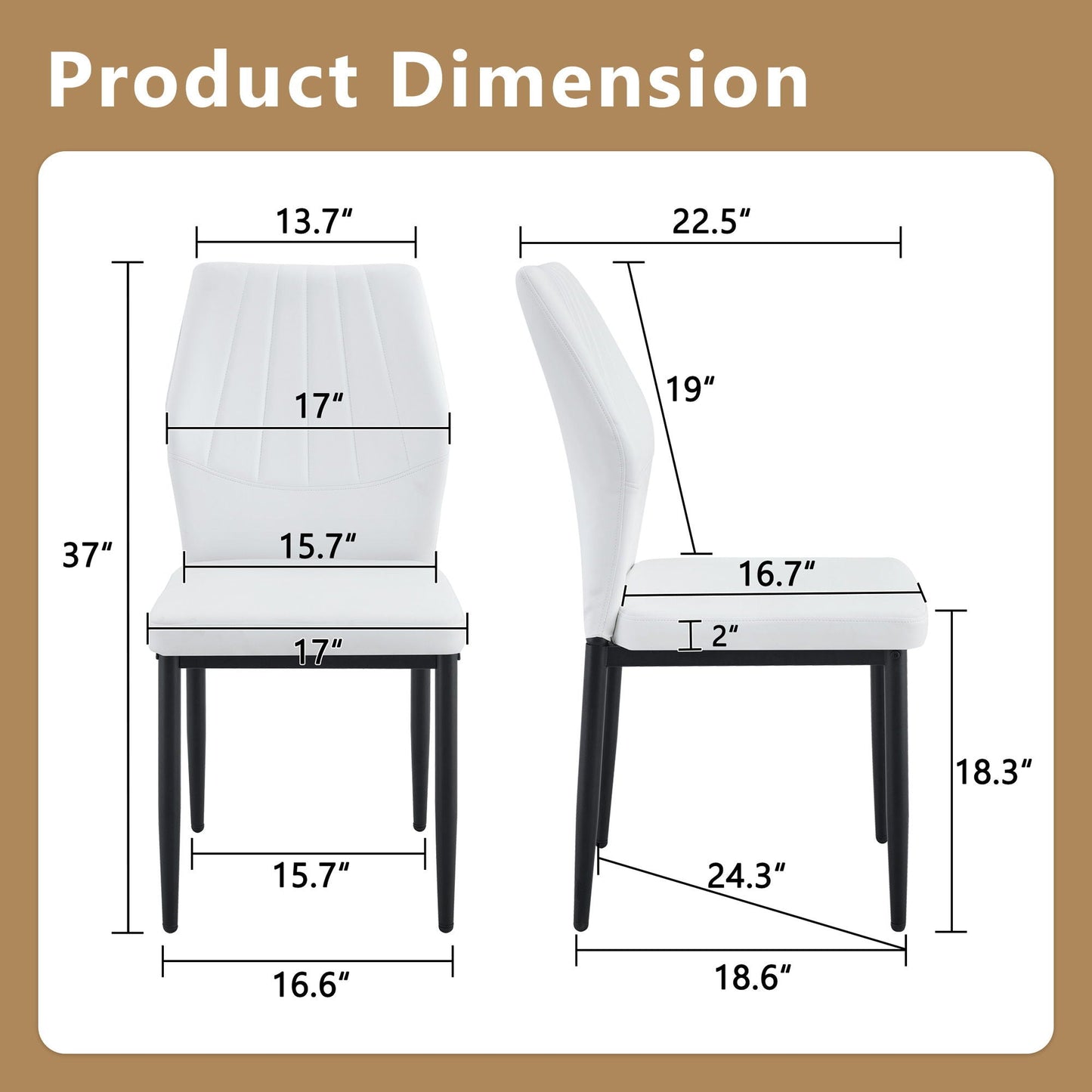 Shell-pattern white dining chairs with black legs, 2-pack HouseOfZazla chair set on Tampa Home & Garden Store