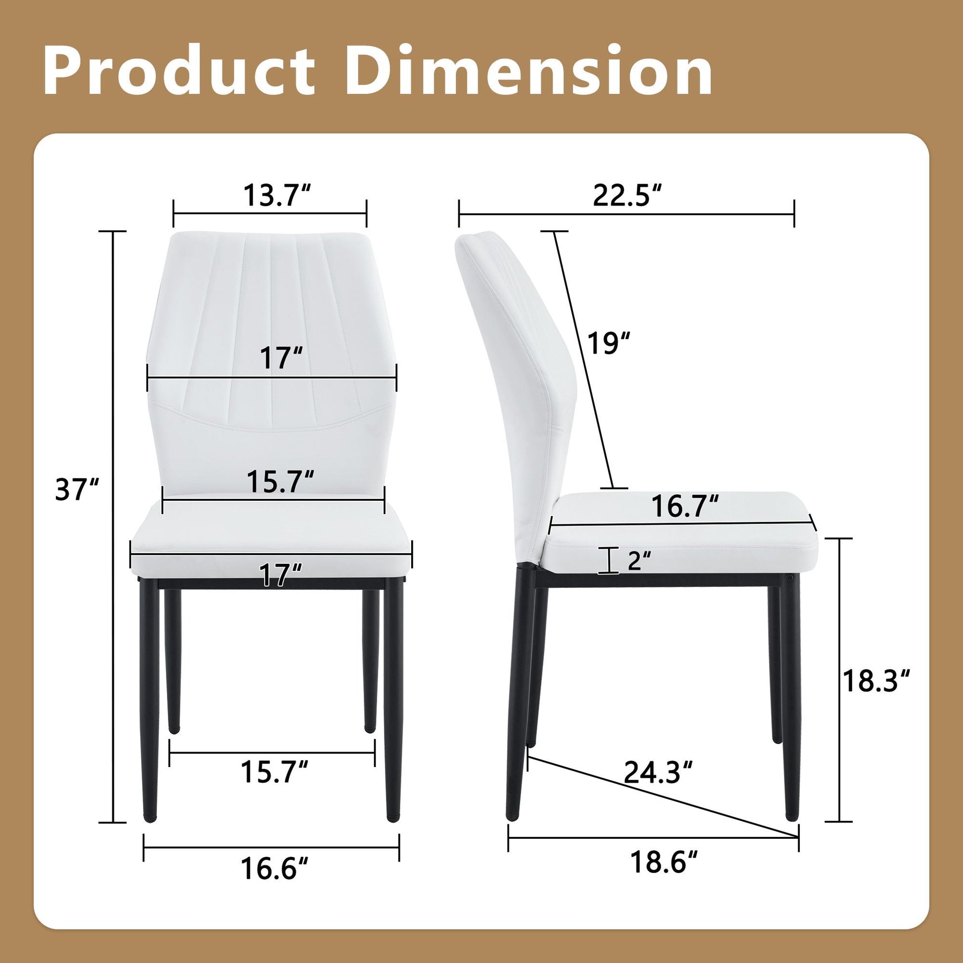 Shell-pattern white dining chairs with black legs, 2-pack HouseOfZazla chair set on Tampa Home & Garden Store